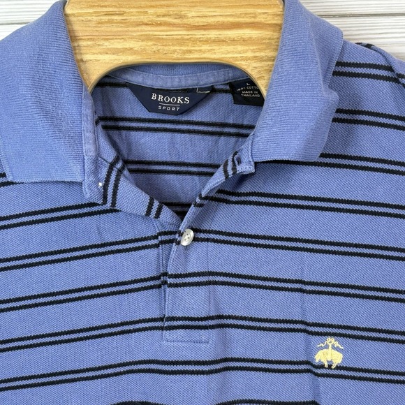 Brooks Brothers Other - Brooks Brothers Men's Polo Sz Lg Blue- Navy Striped Cotton Short Sleeve‎ Logo